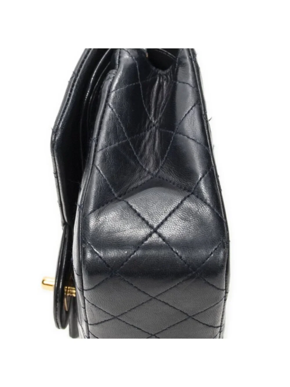 Chanel Quilted Double Flap Navy Lambskin Leather